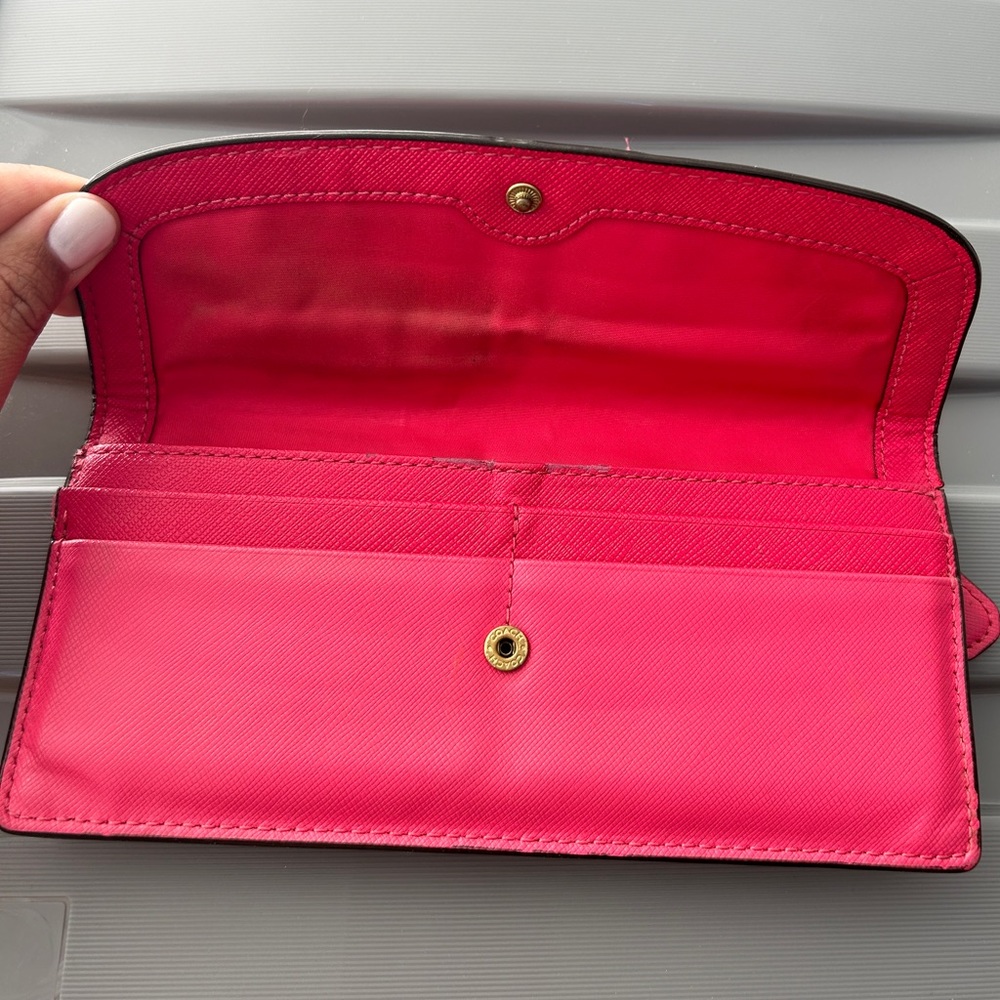 Coach Slim Pink Leather Envelope Wallet - Picture 2 of 3